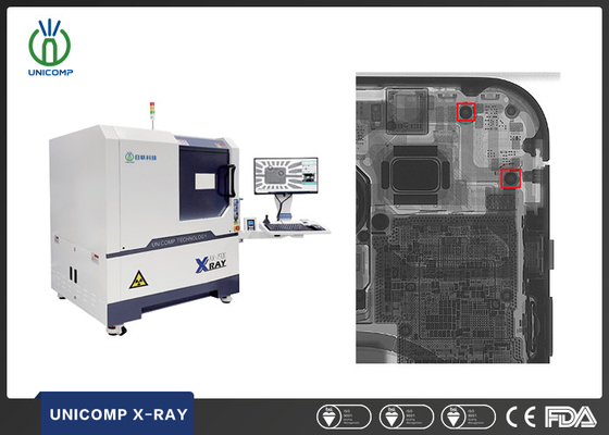 90KV Micron Focus Spot Size Tube Röntgenmachine Unicomp Geüpgraded Model AX7900 Met Dual Computers Voor Het Controleren Van De Cellphone Kwaliteit