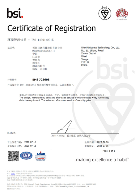China Unicomp Technology Certificaten